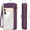 Wikineon Leather Credit Card Holder Wallet for Women RFID Blocking Large Capacity Bifold Zipper Card Case Organizer with Wristlet 45 Slots - 3 of 4