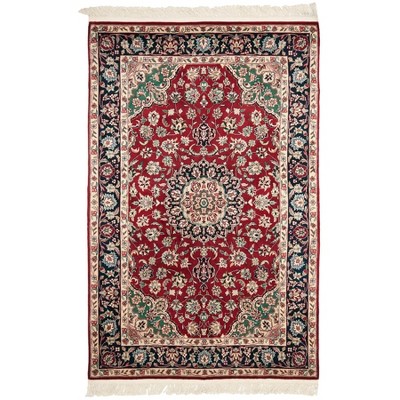 Royal Kerman 6' x 9' Red/Navy Hand-Knotted Wool Rug