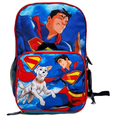 DC Superman 16" School Backpack with Large Pocket & Rectangular Lunch Bag