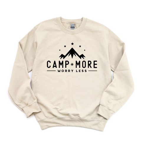 Simply Sage Market Women's Gildan Graphic Sweatshirt Camp More Worry Less  Mountains - L - Dust