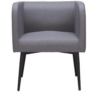 Dining Chair 29.3"H Gray – Fabric Upholstered Seat with Black Steel Frame & Armrests by Zuo Modern - 1 of 4
