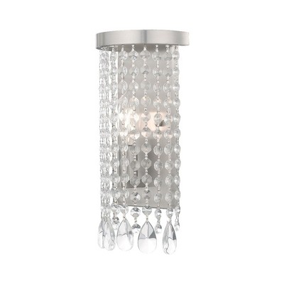 Brushed Nickel Crystal Shade 1-Light Wall Sconce