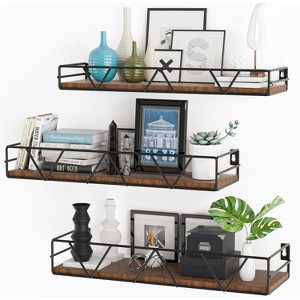 Attop Floating Shelves Set of 3, Home Wood Wall Shelf, Farmhouse Shelf for Bedroom, Wall Mounted Floating Shelf for Living Room - 1 of 4