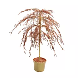 CMI 3.8' Unlit Artificial Christmas Tree Copper Holiday Crystallized Potted Glitter