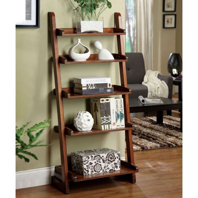 Kumasinova 55"H 5-Tier Ladder Bookshelf with Open Shelves,Elegant Vertical Display Storage Organizer,Compact Bookcase for Office & Study,Antique Oak