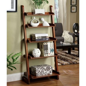 Kumasinova 55"H 5-Tier Ladder Bookshelf with Open Shelves,Elegant Vertical Display Storage Organizer,Compact Bookcase for Office & Study,Antique Oak - 1 of 4