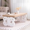 47" Rectangular Coffee Table with Natural Wood Top and Ornate Scroll Base, Modern Farmhouse Living Room Accent Table - 2 of 4