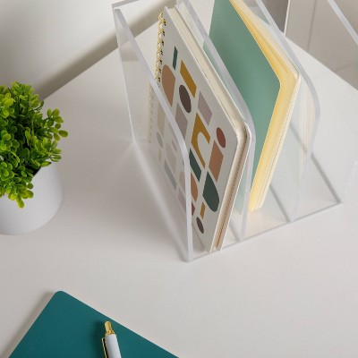 Clear Acrylic 3 Section File Holder with Anti-Slip Feet