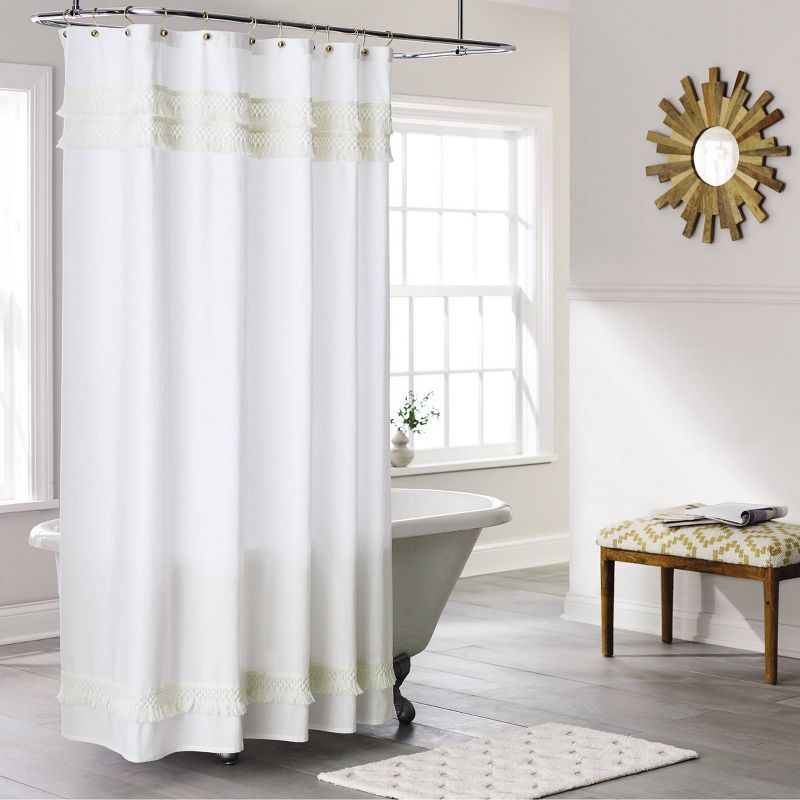 Macram&#233; Fringe Shower Curtain Cream - Threshold&#8482;, 5 of 10