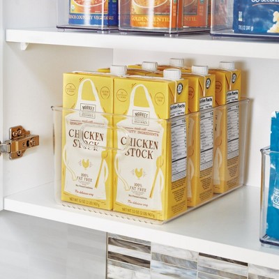 Clear BPA-Free Stackable Plastic Pantry Organizer Bins with Handles, Set of 4