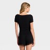 Women's Ribbed Short Sleeve Shirt and Shorts Pajama Set - Auden™ - 2 of 3