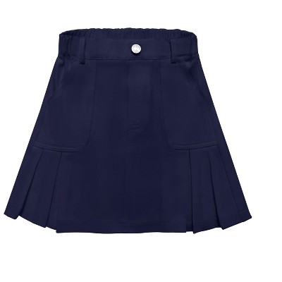 Girls Denim Skirts with Pockets Mid Rise Pleated Jean Skirts