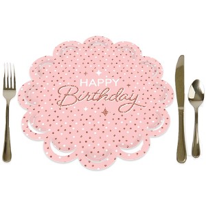 Big Dot of Happiness Pink Rose Gold Birthday - Happy Birthday Party Round Table Decorations - Paper Chargers - Place Setting For 12 - 1 of 4