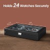 24-Slot Lockable Watch Case with Glass Lid - Premium Watch Storage Box with Removable Pillows, Gift Ready - 4 of 4