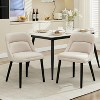Mid-Century Upholstered Modern Dining Room Chairs with Wood Legs - Comfortable Nature Linen Fabric Kitchen Chairs for Living Home & Cafe - 2 of 4