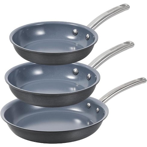 BLACK+DECKER 3-Piece Ceramic Hard Anodized Aluminum Skillet Set, Frying Pan Set with Ceramic Non-Stick Coating - image 1 of 4