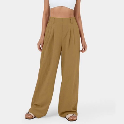 Women's High - Waisted Cotton Straight - Leg Wide - Leg Pants, Loose & Casual Long Trousers