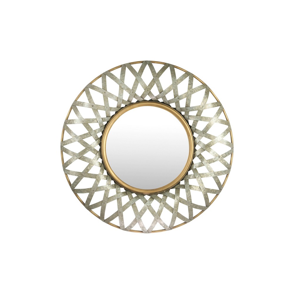 Photos - Wall Mirror Round Metal  with Gold and Galvanized Finish - Storied Home