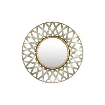 Round Metal Wall Mirror with Gold and Galvanized Finish - Storied Home
