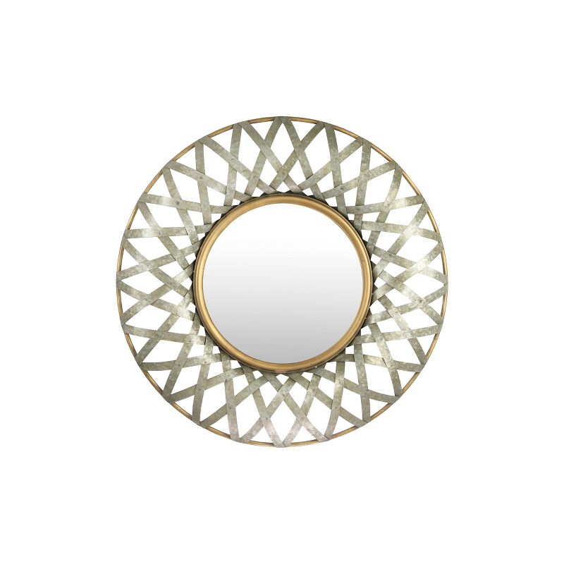 Round Metal Wall Mirror with Gold and Galvanized Finish - Storied Home, 1 of 13