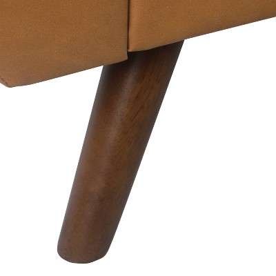 Carmel Vegan Leather Storage Bench with Walnut Wood Legs