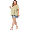 Agnes Orinda Women's Plus Size Boho Ditsy Floral V Neck Ruffle Tiered Pleated Babydoll Blouses - 3 of 4
