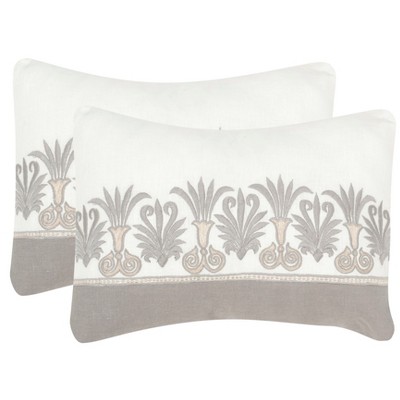 Set of 2 Royal Palm Sterling Lumbar Throw Pillow Gray - Safavieh