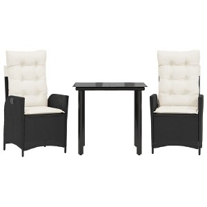 vidaXL Garden Dining Set Black Poly Rattan Medium Adjustable Armrests - 1 of 4
