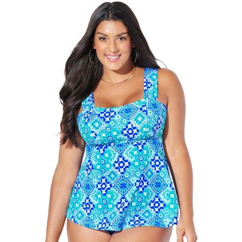 Swimsuits For All Women's Plus Size Tie-back Tankini Top, 12 - Cool  Kaleidoscope : Target
