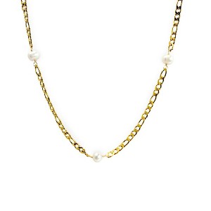 Rhythm Freshwater Pearl & Figaro Chain Gold Necklace - 1 of 3
