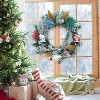 Acekool 24" Snow Frosted Wreath with Pinecones & Mini House, Rustic Holiday Decor for Front Door, Indoor Outdoor - 4 of 4