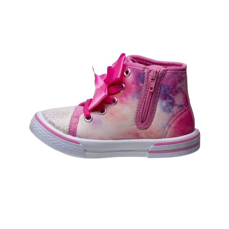 Laura Ashley Toddler Girls' Multi Color Bow Detail Lace Up Canvas Sneakers High Top - A Stylish and Versatile Option (Toddler), 2 of 8