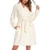 Ekouaer Women Fleece Bathrobe Plush Short Robe Long Sleeve Robe Attached Belt Soft Sleepwear Ladies Loungewear - 2 of 4