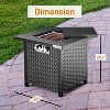 SereneLife CSA Approved Outdoor Fire Table: 40,000 BTU, Pulse Ignition, Propane Gas, Tabletop Design, Rattan-Look Steel, Lava Rock Set SLFPS3. - 3 of 4