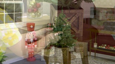3-Foot Green Fir Tabletop Christmas Tree with White LED Lights and Faux Wooden Crate Base