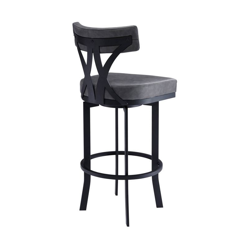 26&#34; Natalie Faux Leather Metal Counter Height Barstool Gray/Black - Armen Living, 4 of 12