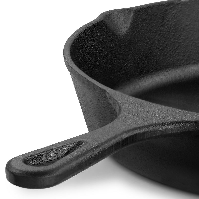 MegaChef Round Preseasoned Cast Iron Frying Pan with Handle in Black, 5 of 8