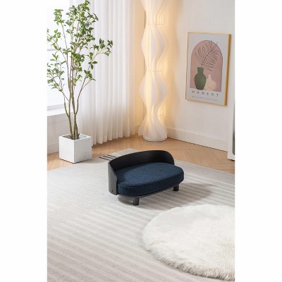 MaseiKar Scandinavian style Elevated Dog Bed Pet Sofa With Solid Wood legs and Bent Wood Back, Velvet Cushion