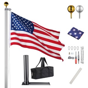 Yescom 20FT Aluminum Flagpole Kit with Tire Mount Base Flag Ball Top Outdoor RV - 1 of 4