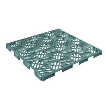 Deck Tiles - 12-Pack Polypropylene Interlocking Patio Tiles - Outdoor Flooring for Balcony, Porch, and Garage by Pure Garden (Green)