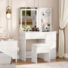 Vanity Desk with LED Mirror - Makeup Vanity Desk with 4 Drawers, Power Outlets, Storage Stool, Storage Shelves, and Hair Dryer Holder - 2 of 4