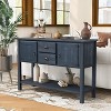 KWPZQEB Farmhouse Sideboard Buffet Cabinet, Solid Wood Console Table with 2 Drawers & 2 Barn Doors, Retro Coffee Bar Cabinet for Kitchen, Dining Room - 4 of 4