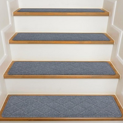 4 Pack 8-in x 30-in Non Slip Carpet Stair Treads with Reusable Adhesive  Stair Rugs Dark Grey