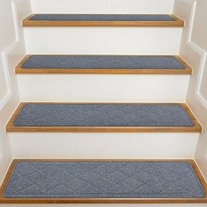 4 Pack 8-in x 30-in Non Slip Carpet Stair Treads with Reusable Adhesive  Stair Rugs Dark Grey - 1 of 4