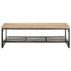 vidaXL Rectangular Coffee Table with Storage Shelf - Solid Mango Wood and Iron - Rustic Brown Farmhouse Style - 2 of 4