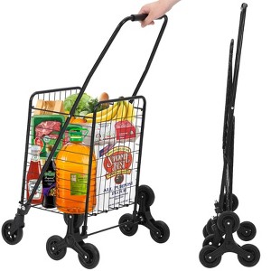 Shopping Carts for Groceries & with Collapsible Storage Crates - Heavy-Duty Utility Trolley, High-Capacity Small Portable Utility Cart - 1 of 4