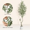 Faux Olive Tree 7ft, Olive Trees Artificial Indoor w/White Planter, Artificial Silk Plants with Leaves & Big Fruits for Home Office DéCor, 1 Pack - 3 of 4