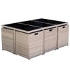 vidaXL Outdoor Dining Set Grey/Beige Powder-Coated Steel, PE Rattan, Glass - 4 of 4