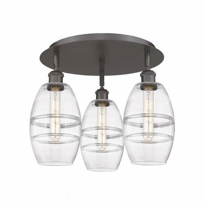 Vaz - 3 Light Flush Mount In Industrial Style-9.13 Inches Tall and 17.63 Inches Wide