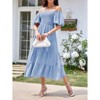 Coolmee Women's Summer Puff Short Sleeve Maxi Dress Square Neck Smocked Tiered Ruffle Long Flowy Beach Dresses - 4 of 4